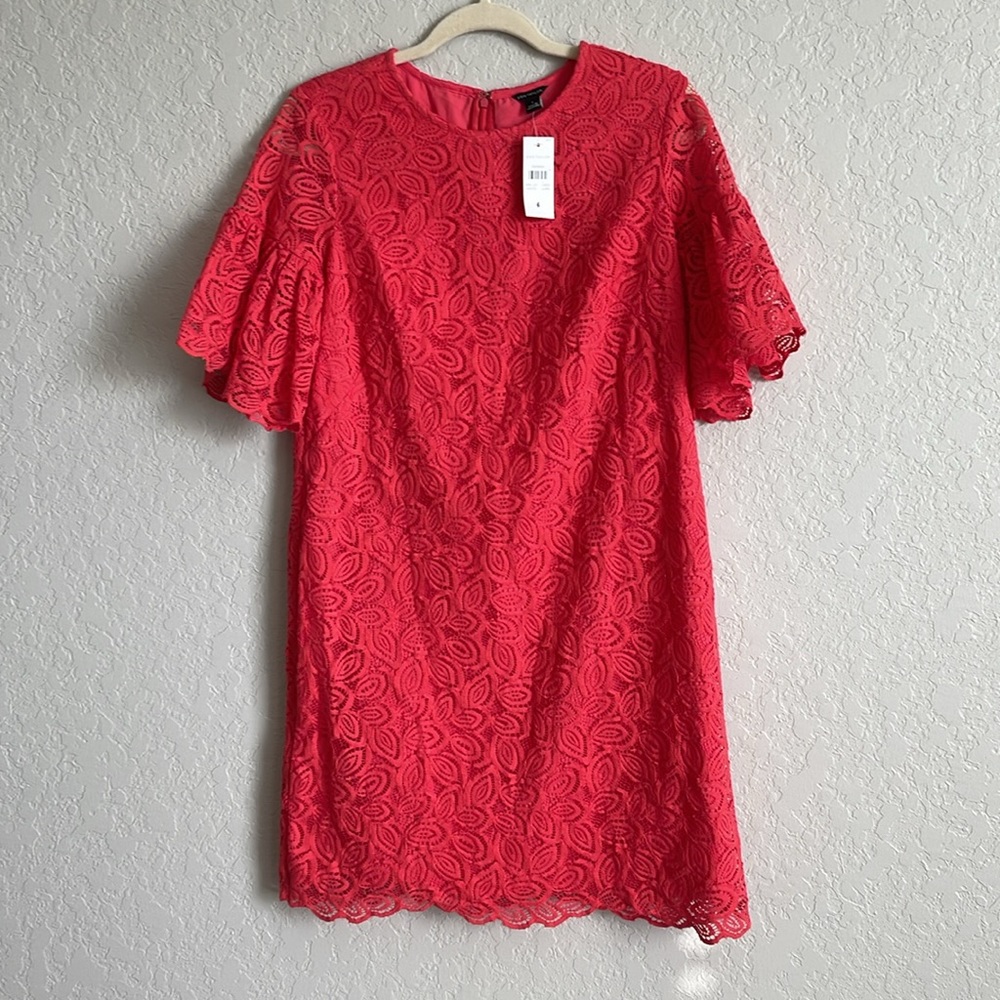 NWT Ann Taylor Pink Lace Dress Flutter Sleeve 6